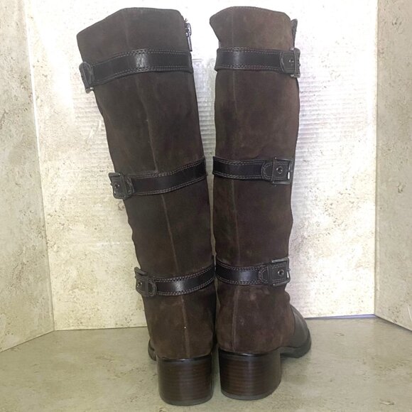 Ecco Womens Leather & Suede Knee-High Boots Buckle Accent Side Zipper Size 39 - Picture 3 of 11